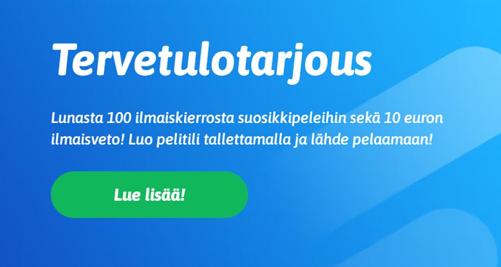 nopeampin tervetulotarjous