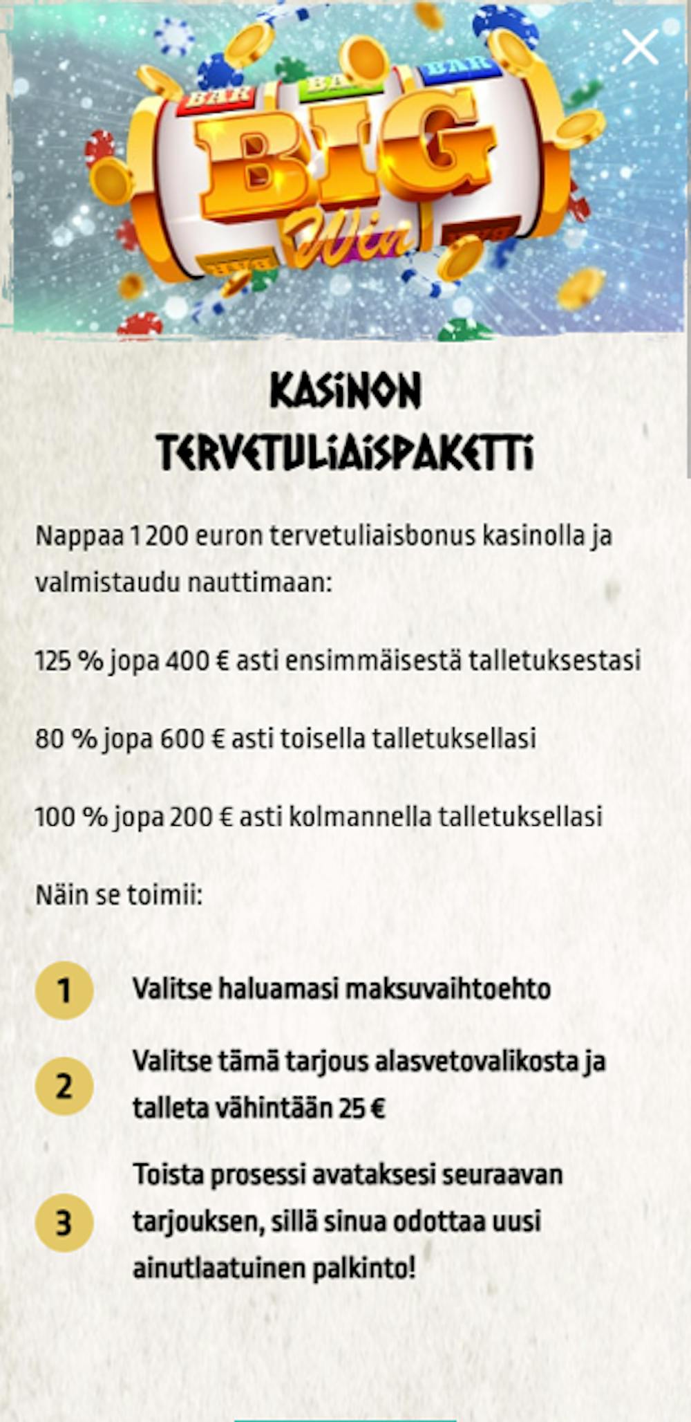 Tervetuliaisbonus Nords Casinolle