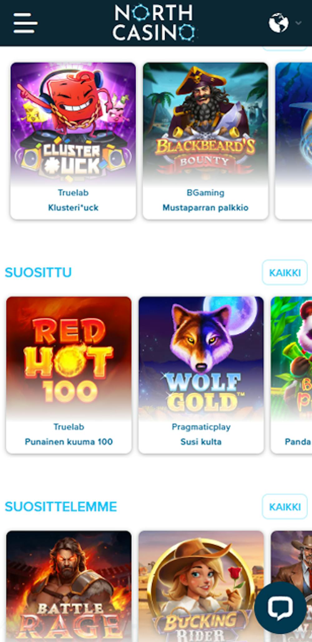 Pelivalikoimaa North Casinolla