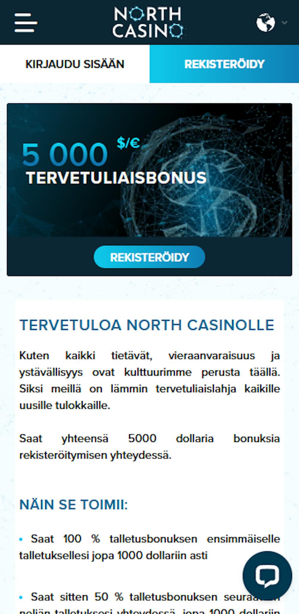 North Casino nettikasinon tervetulobonustarjous