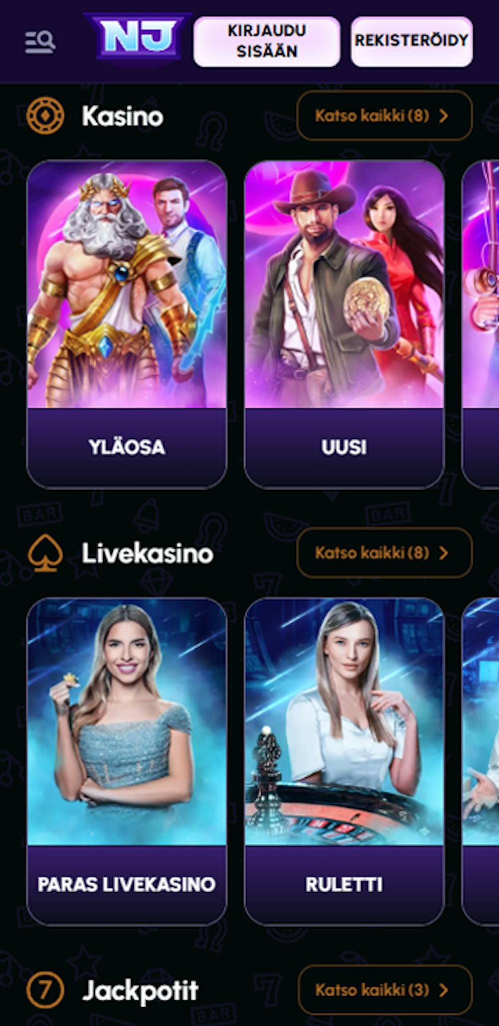 Erilaiset pelit Novajackpot nettikasinolla