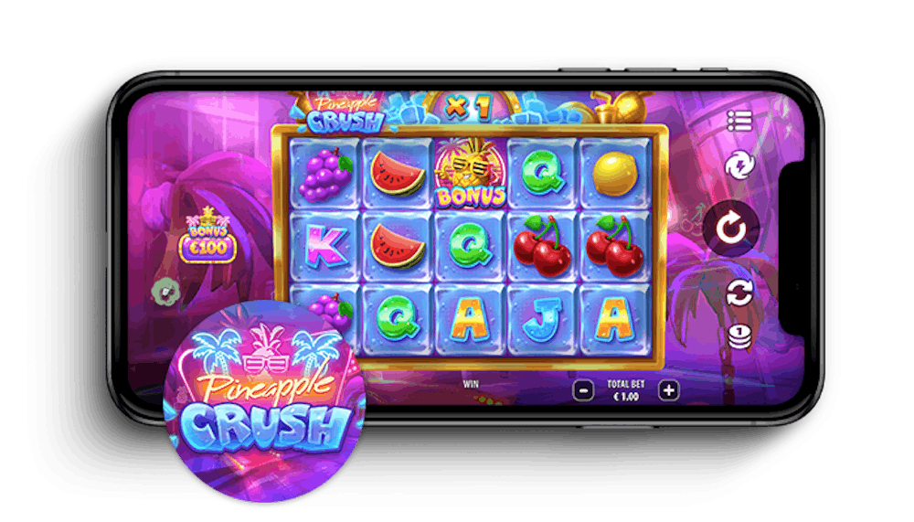 Pineapple Crush kolikkopeli puhelimen näytöllä