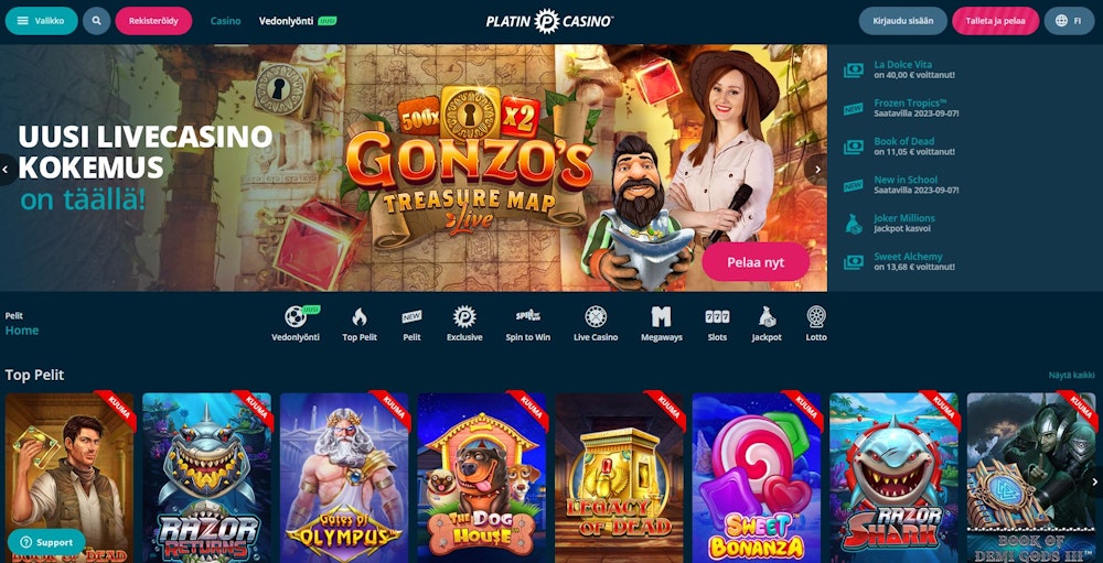 Platin Casinon etusivu