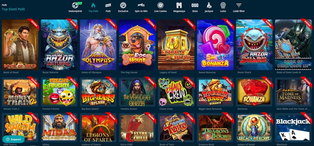 Platin Casinon pelivaihtoehdot