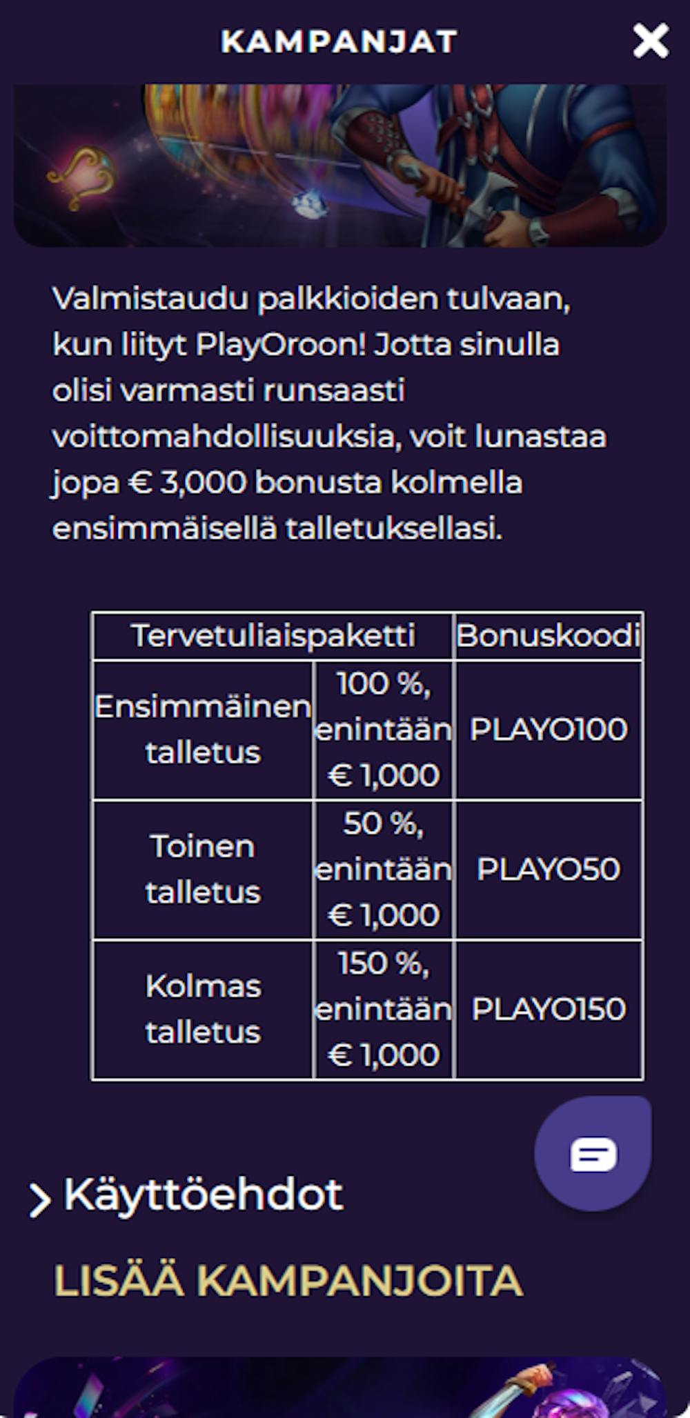Playoro nettikasinon talletusbonus