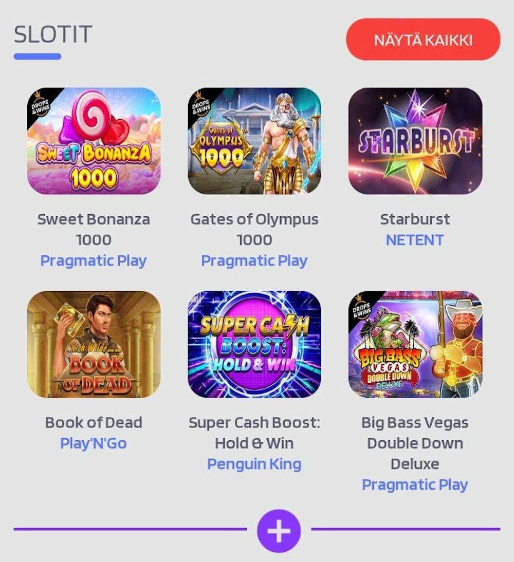 Quickslot pelivalikoima