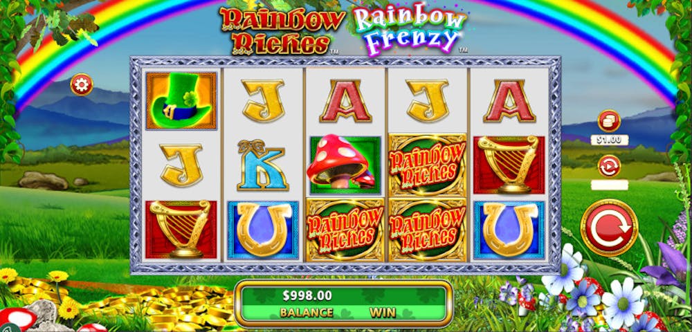 Näkymä kolikkopelistä Rainbow Riches Rainbow Frenzy
