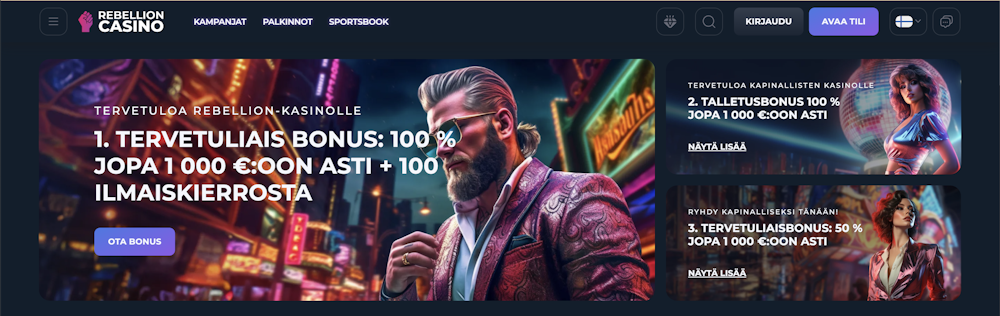 Rebellion Casino tervetulobonus