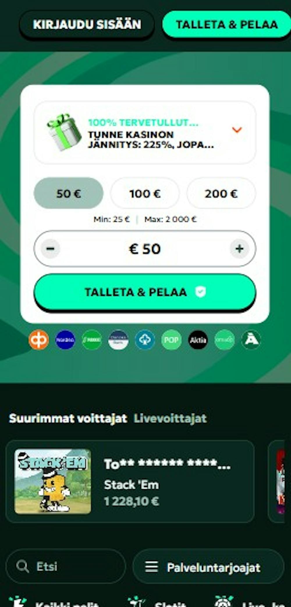 Saga Spins Casinon pelitilin avaus hoituu kätevästi tallettamalla suomalaisista nettipankeista.
