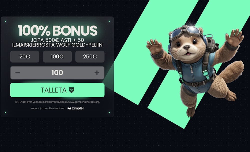 Reipas Casinon tervetuliaisbonus 100 % jopa 500 € ja 50 ilmaiskierrosta - kasinon talletusikkuna