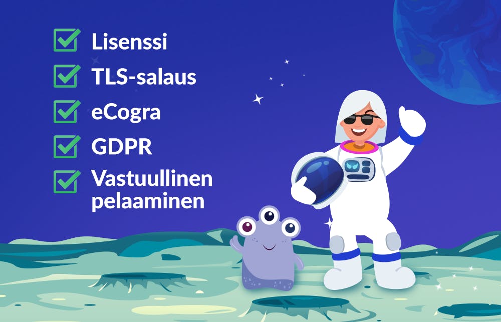 Turvallisuusasiat nettikasinolla: Lisenssi, TLS, eCogra, GDPR, vastuullinen pelaaminen