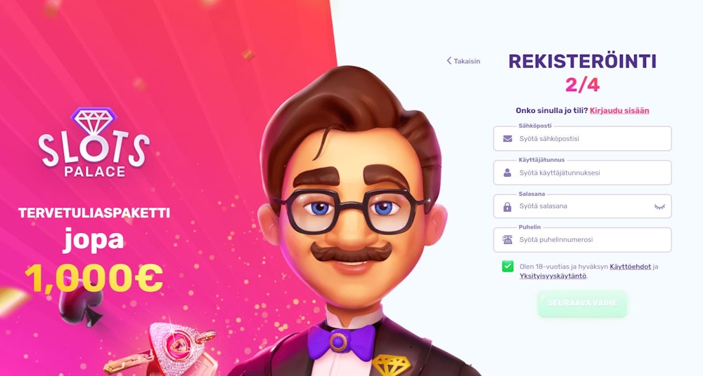SlotsPalace rekisteröityminen