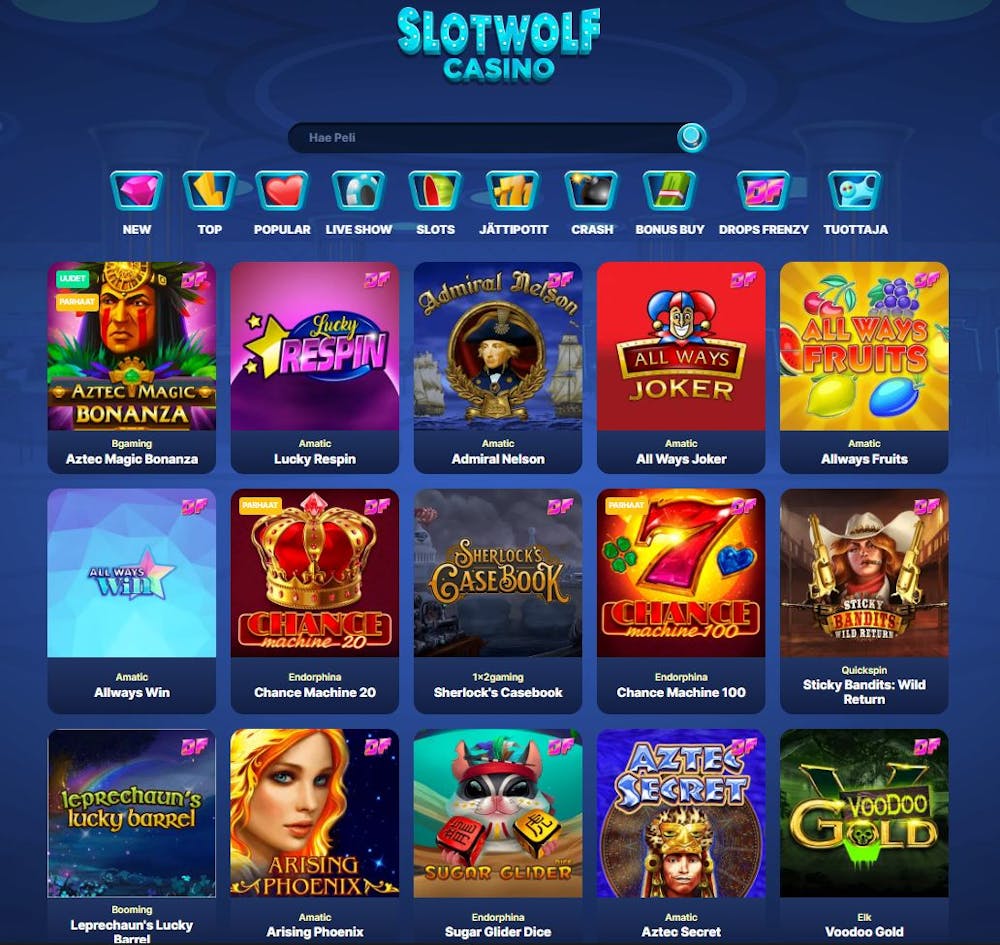 Slotwolf Casinon pelivalikoima