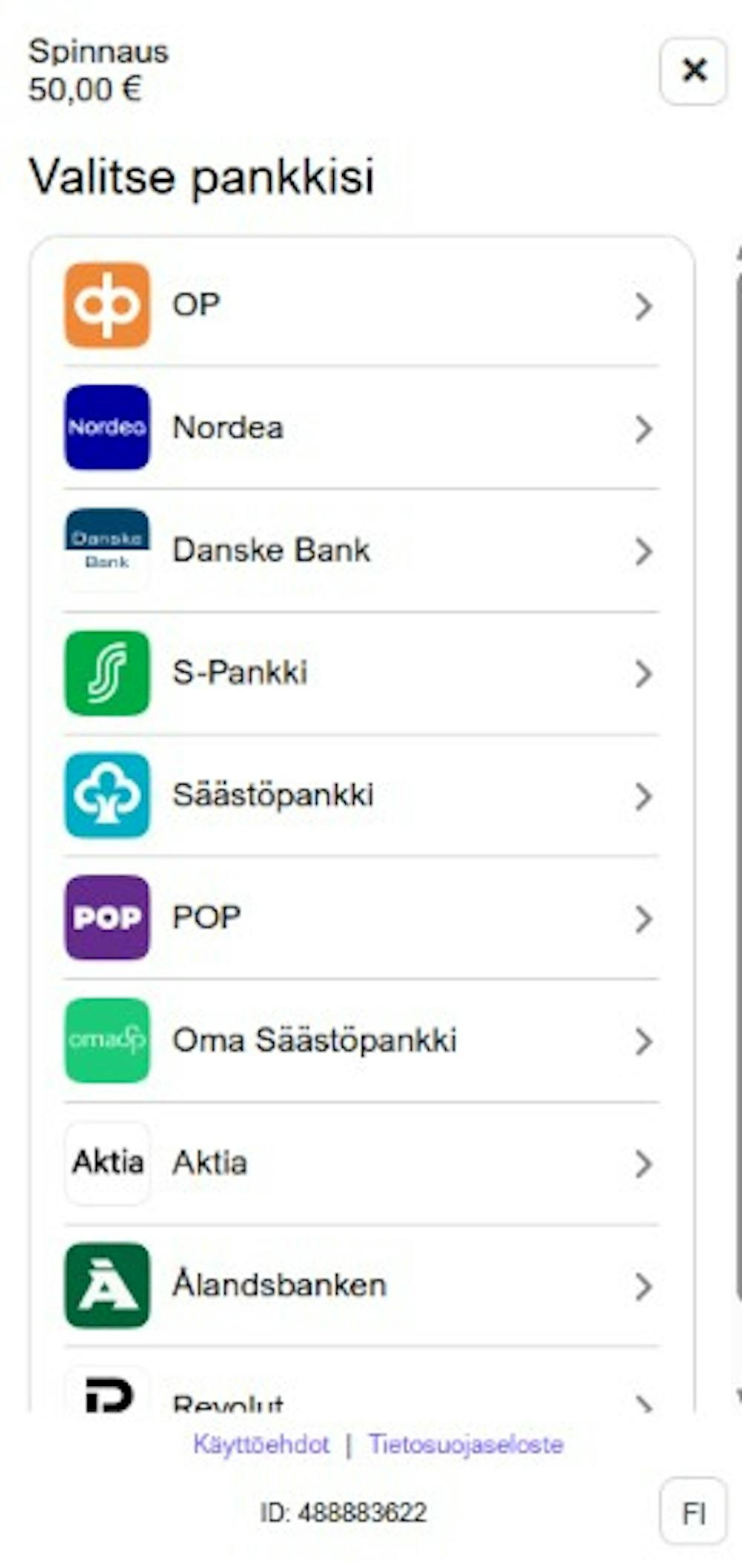 Spinnaus kasinon pelitili avataan tallettamalla tutuista suomalaispankeista.