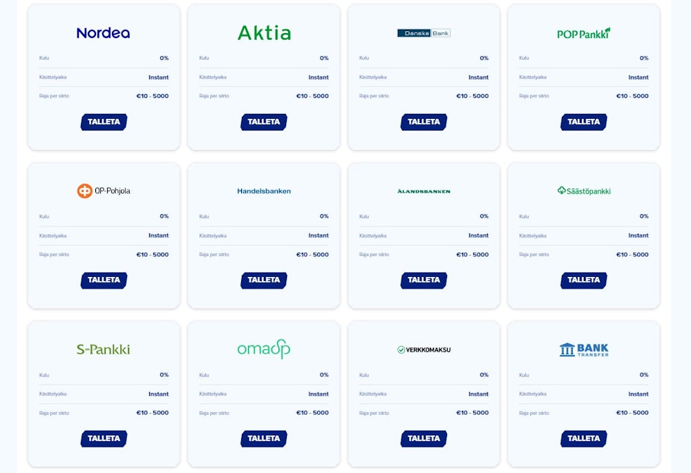 Sportaza Casinon maksuvaihtoehdot