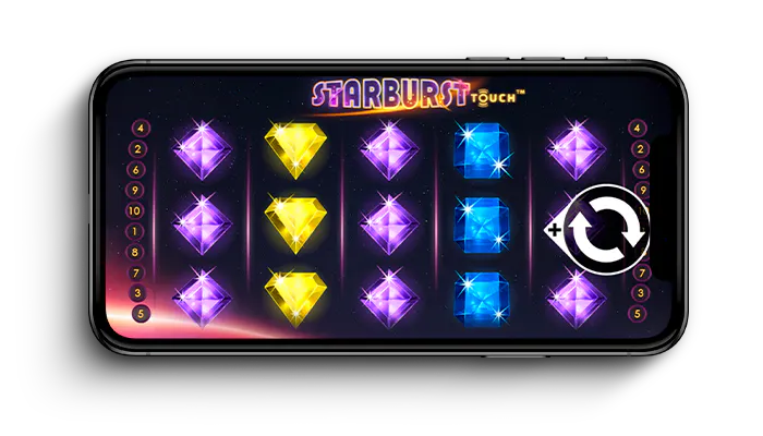 Starbust pelin näkymä mobiilissa.