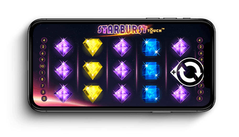 Starbust pelin näkymä mobiilissa.