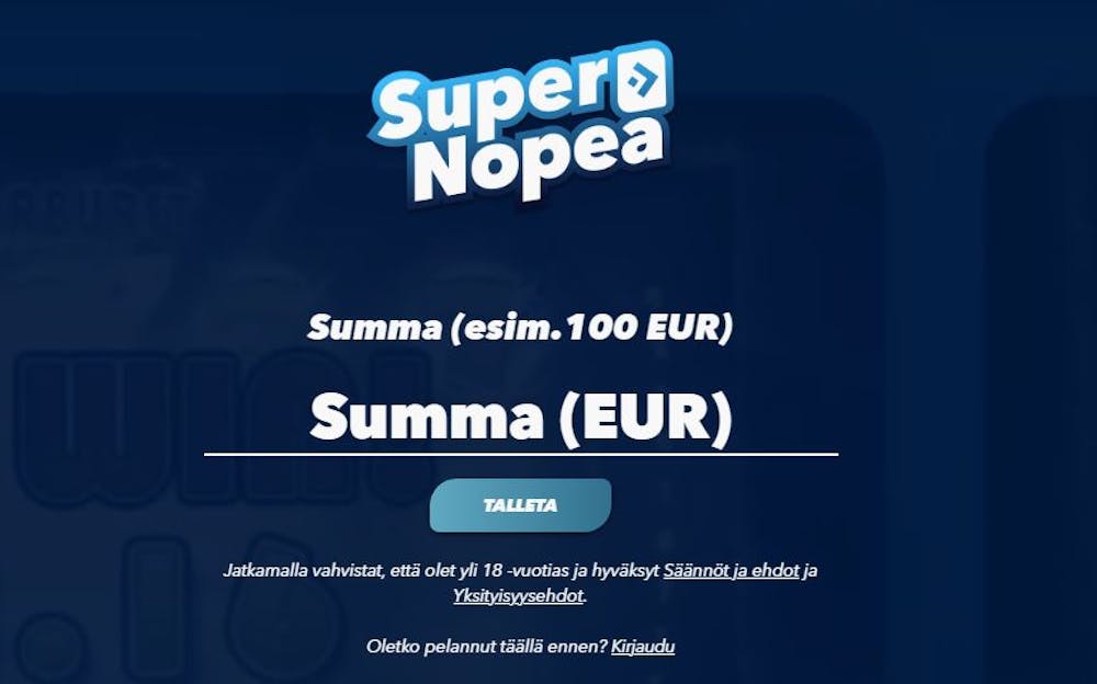 SuperNopea Casinon maksuvaihtoehdot