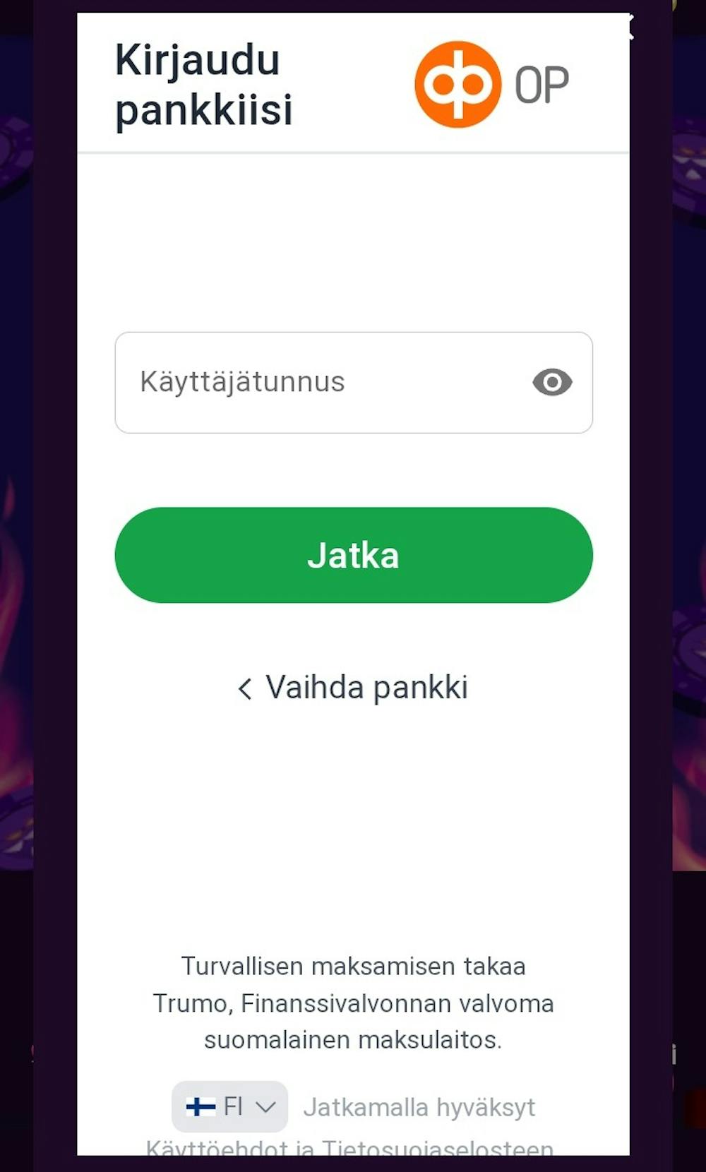 Trumo kasinot valitse pankki