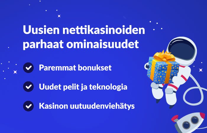 Uusien nettikasinoiden parhaat ominaisuudet lueteltuna
