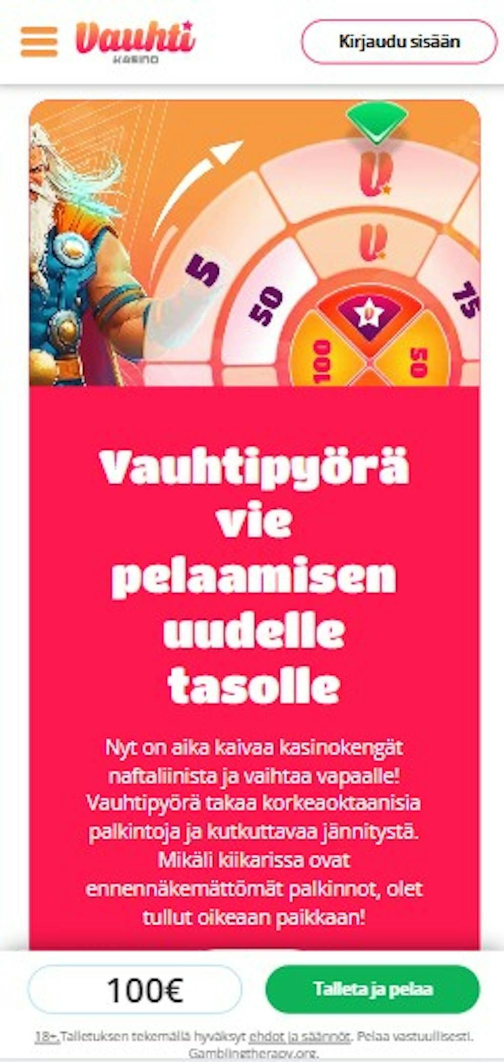 Vauhti kasino tarjoaa pelaajilleen etuja tarjoilevan Vauhtipyörän.
