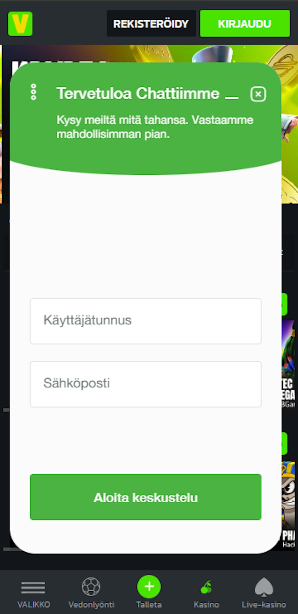 Velobet asiakaspalvelu