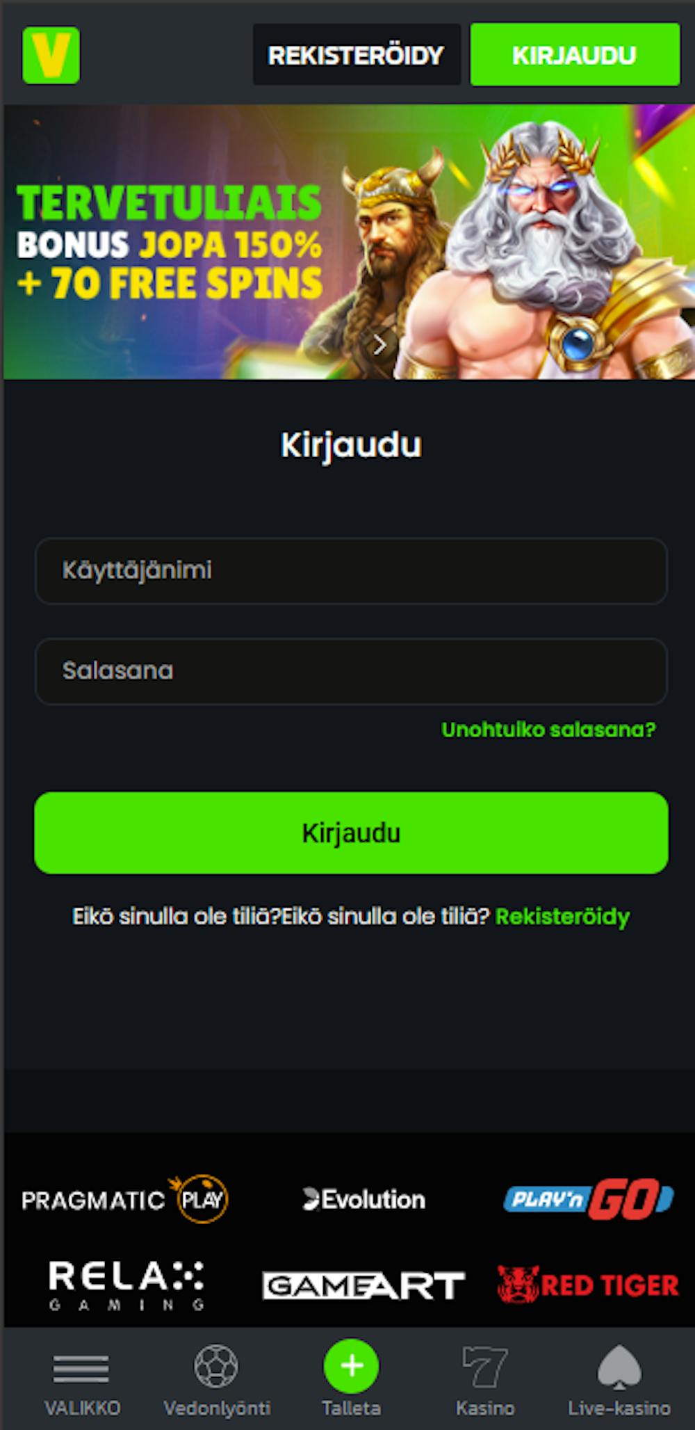 Velobetin login