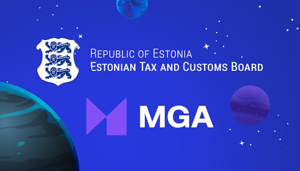 Verovapaat kasinolisenssit Viron EMTA ja Maltan MGA - kuvassa verovapaiden lisenssien logot avaruudessa: Estonian Tax And Customs Board ja MGA