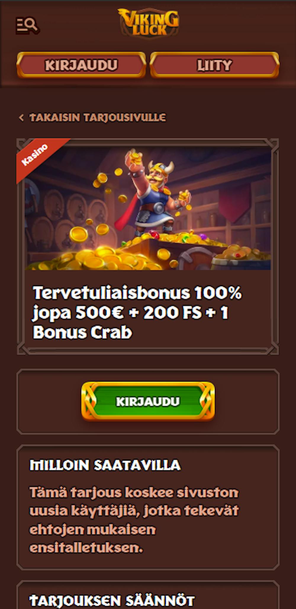 Viking Luck Casinon tervetuliaisbonus