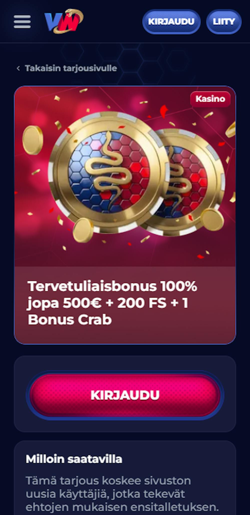 ViperWinin tervetulotarjous