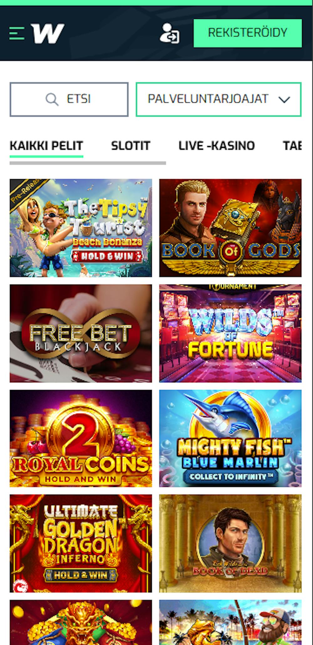 Wallacebet Casinon pelivalikoima