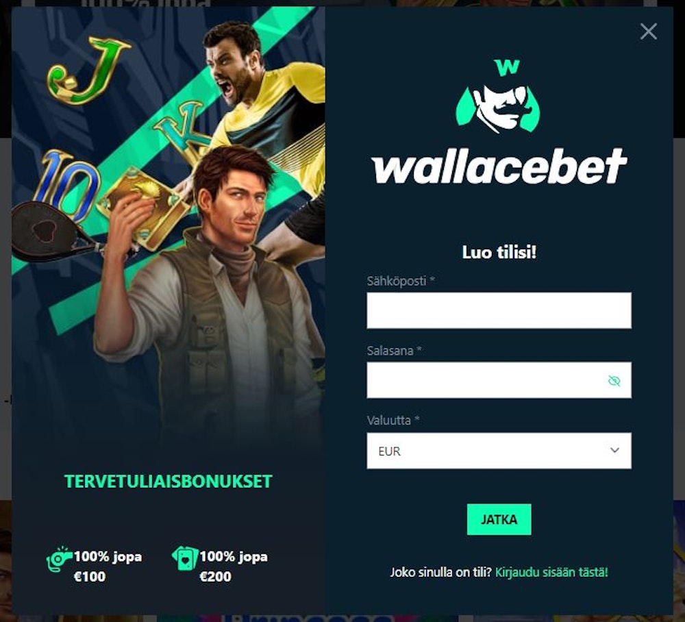 Rekisteröi uusi tili Wallacebet Casinolle
