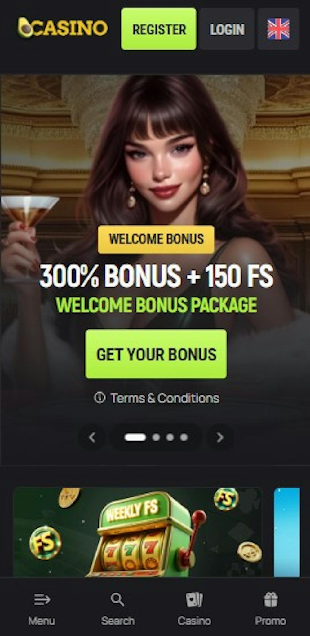 Avo Casinon tervetuliaisbonus on jopa 300 %.
