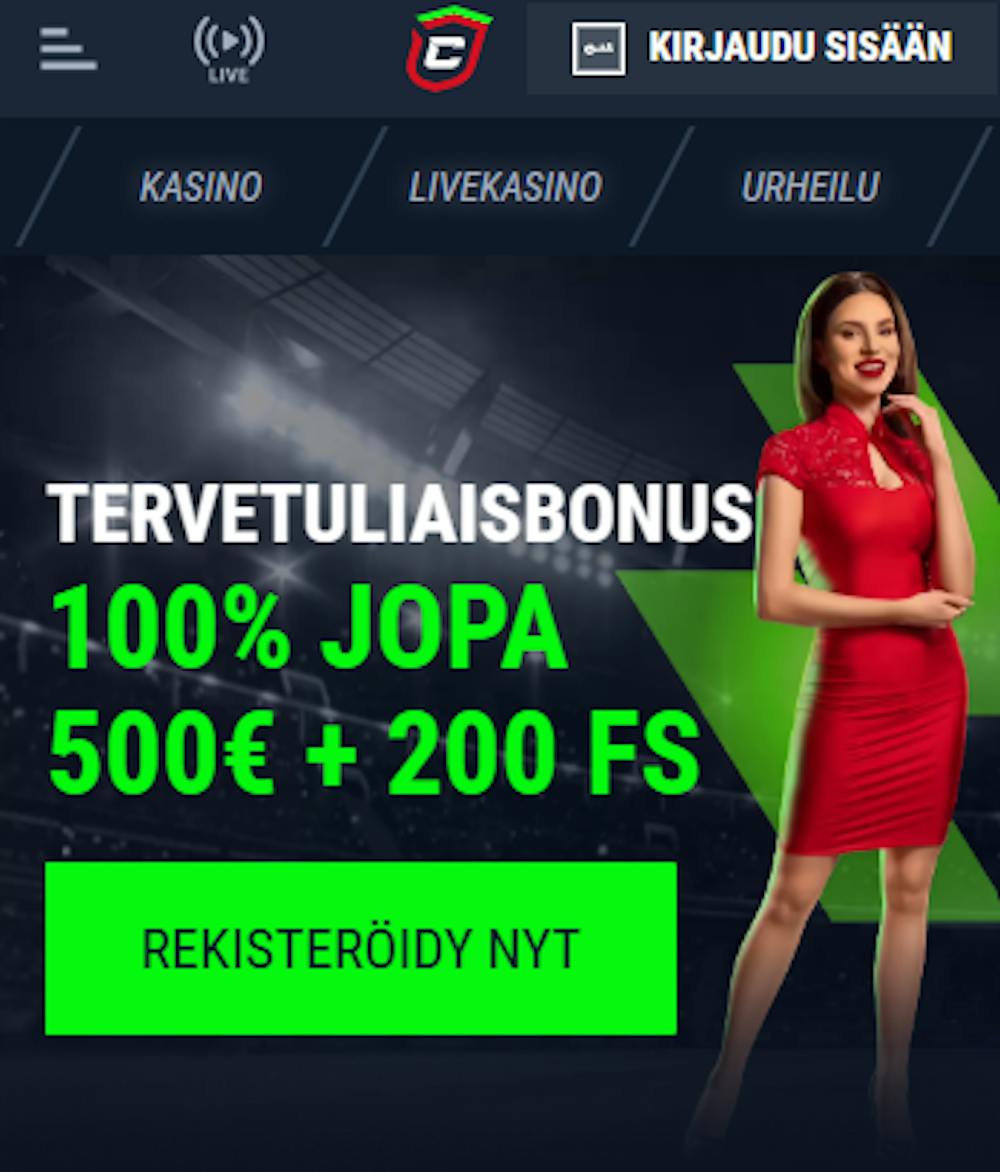 Tervetuliaisbonus Casinadolla on 100 % 500 euroon asti ja 200 ilmaispyöräytystä.