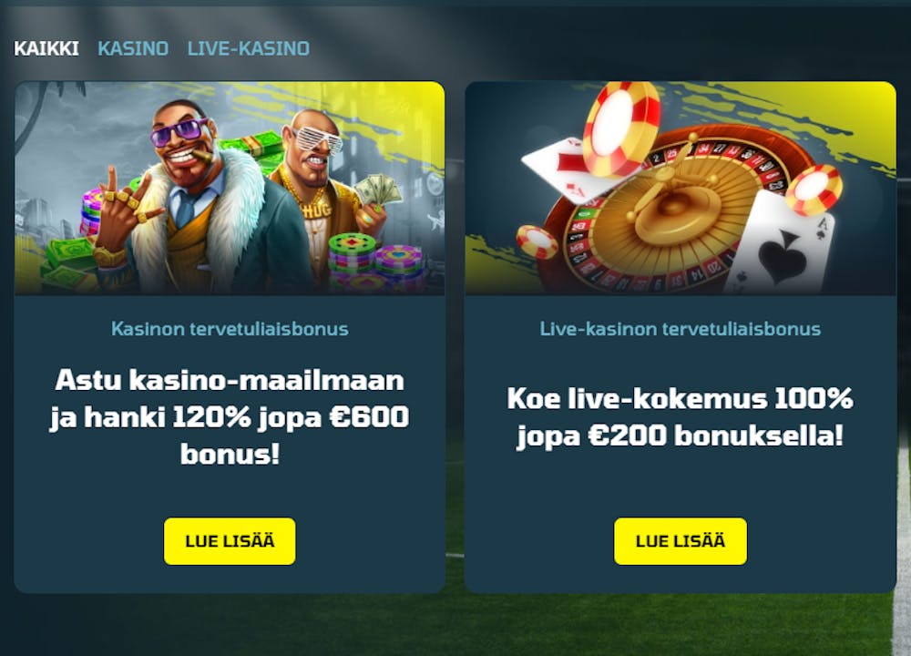 Dealbet kasino tarjoaa tervetuliaistarjouset sekä perinteiselle kasinolle että livekasinolle.