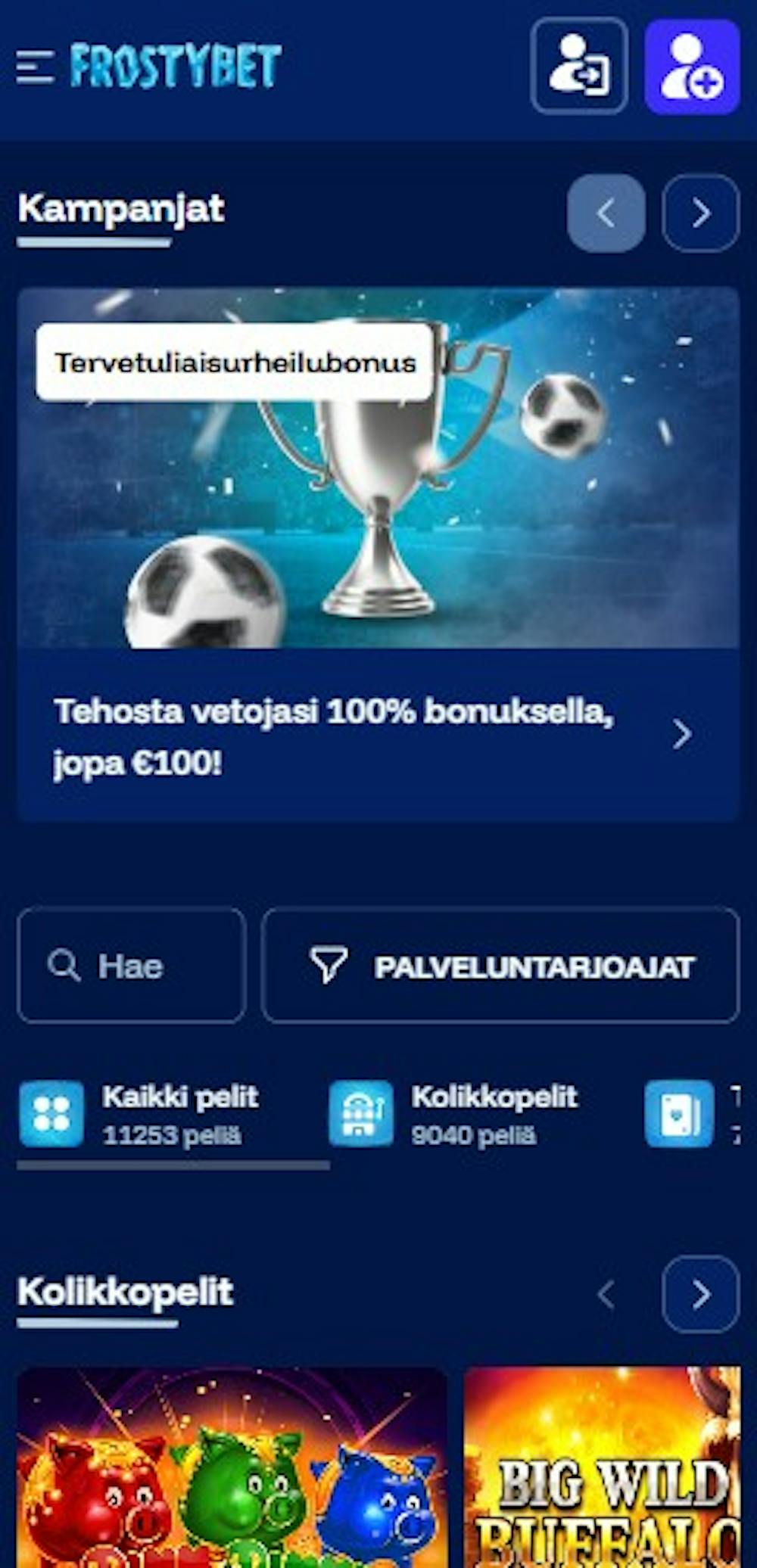 Frostybet Casinolla on tervetuliaisbonus sekä kasinolle että vedonlyöntiin.