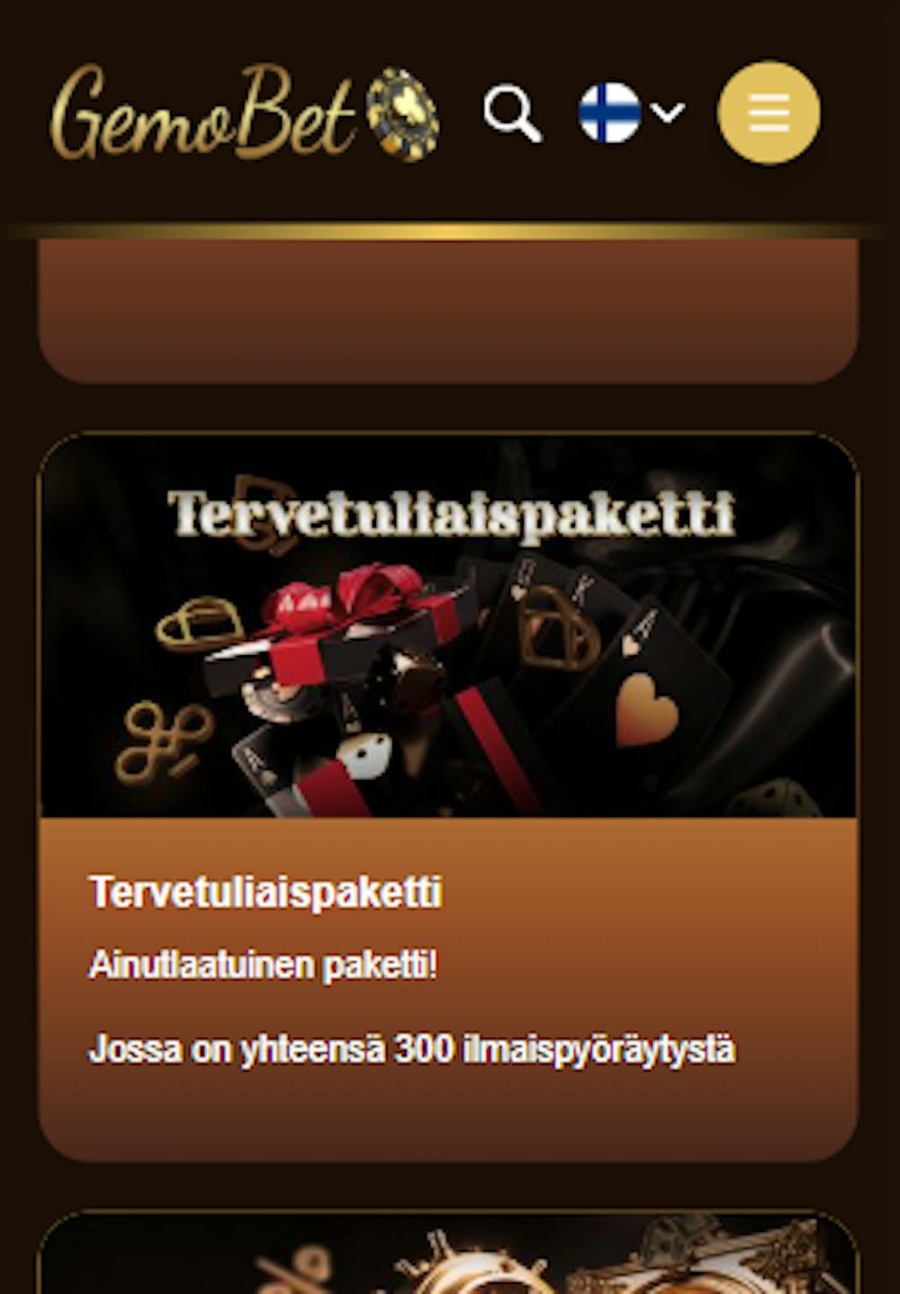 Gemobet Casinon tervetuliaispakettiin kuuluu 300 ilmaispyöräytystä.