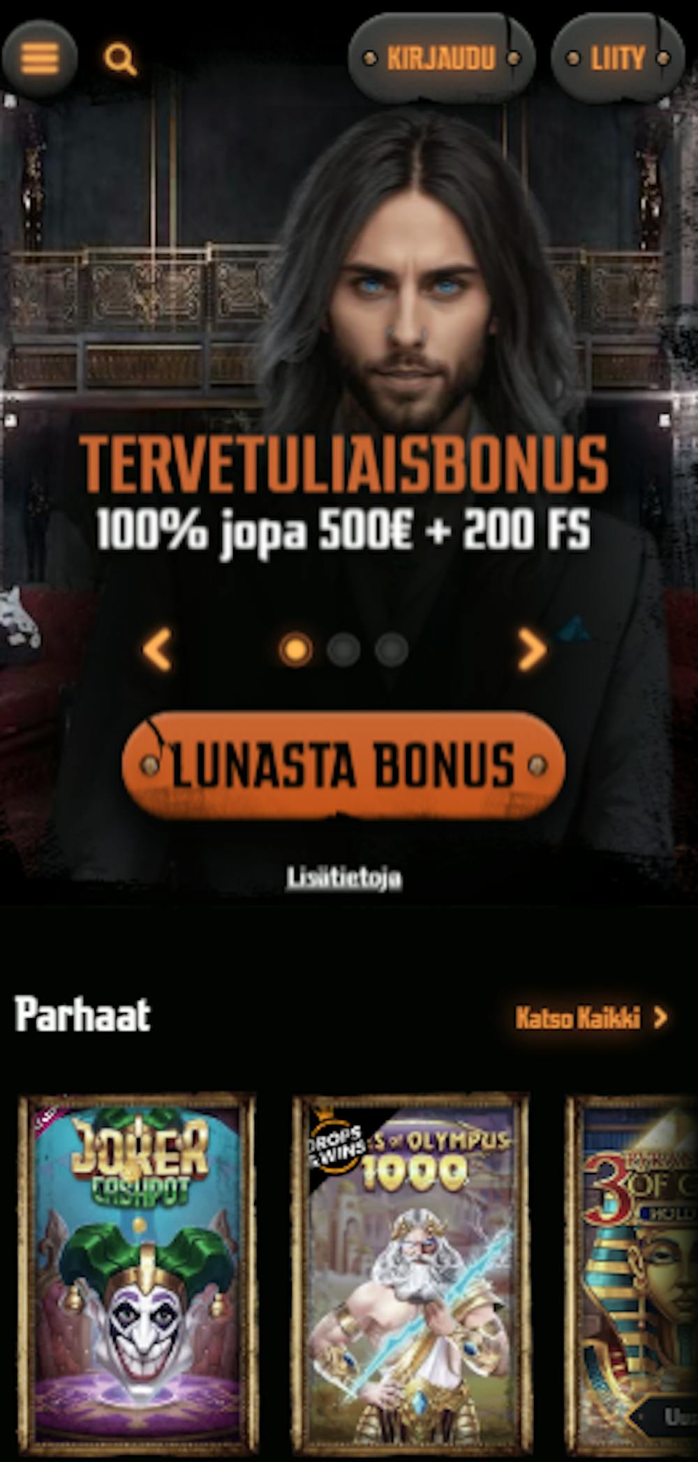 Gransino kasinon tervetuliaisetu on 100 % talletusbonus 500 euroon ja ilmaispyöräytyksiä.