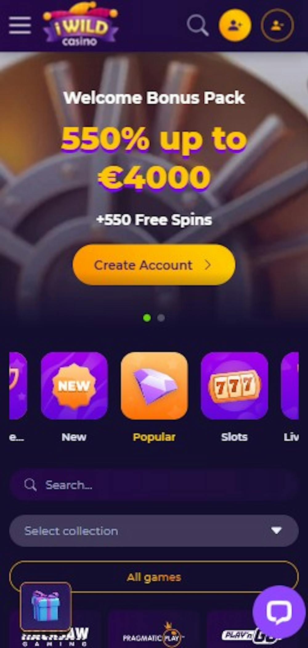 iWild Casino tarjoaa jopa 550 % tervetuliaisbonuksen.