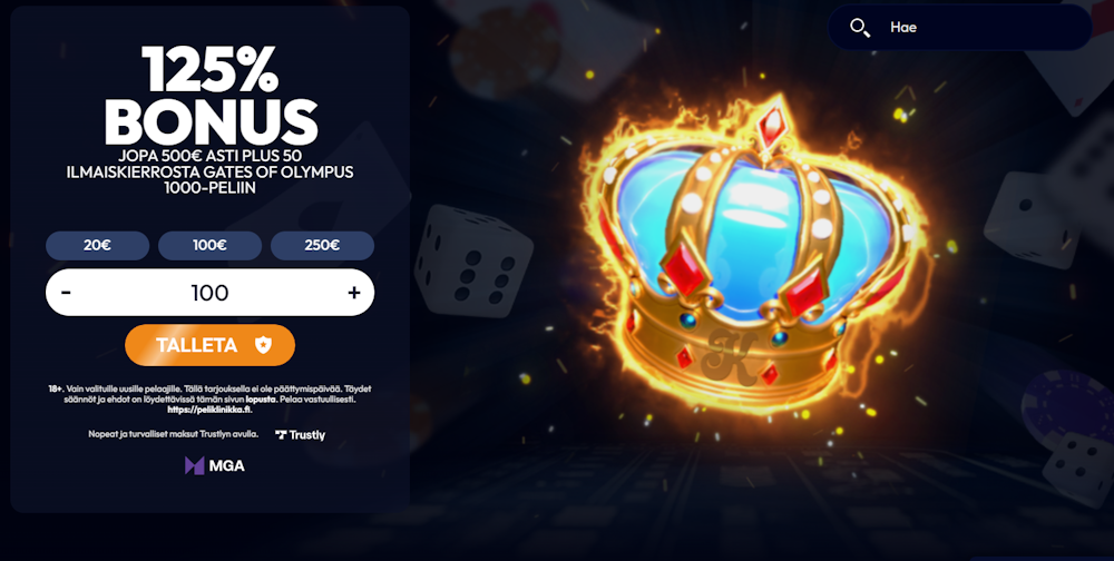 Kunkku kasinon tervetuliaisbonus.