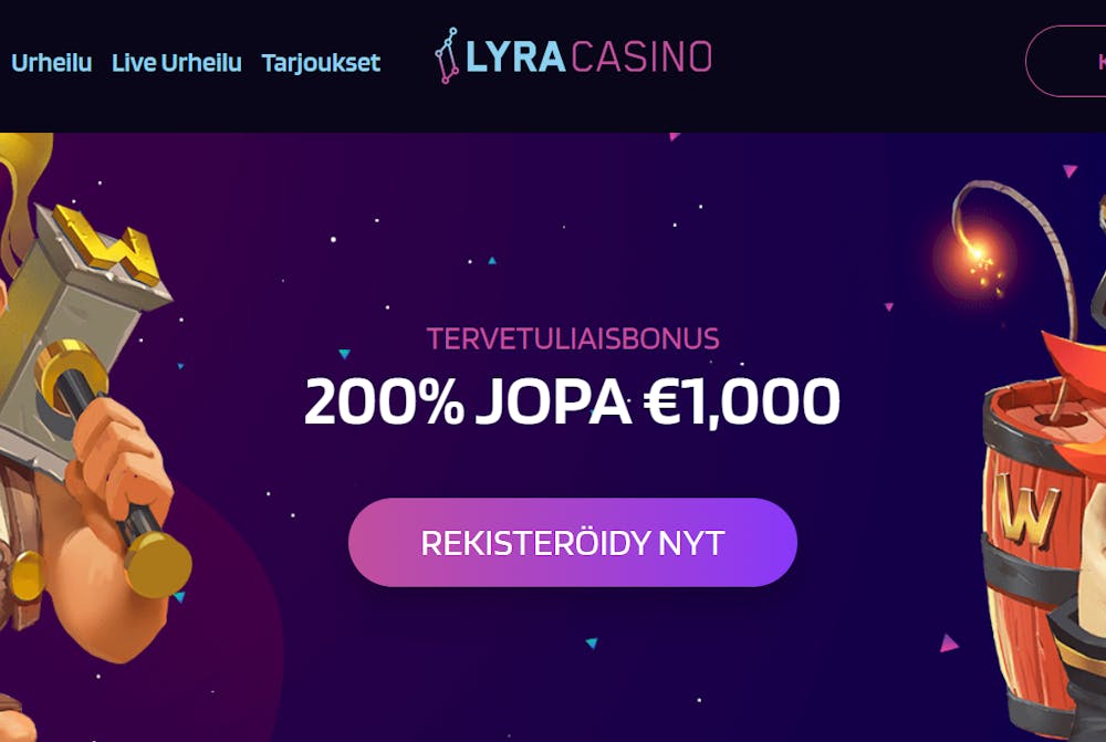 Lyra Casinon tervetuliaistarjous uusille pelaajille.