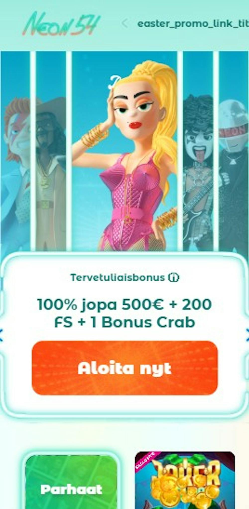 Neon 54 kasinolla on useita tervetuliaisbonuksia.