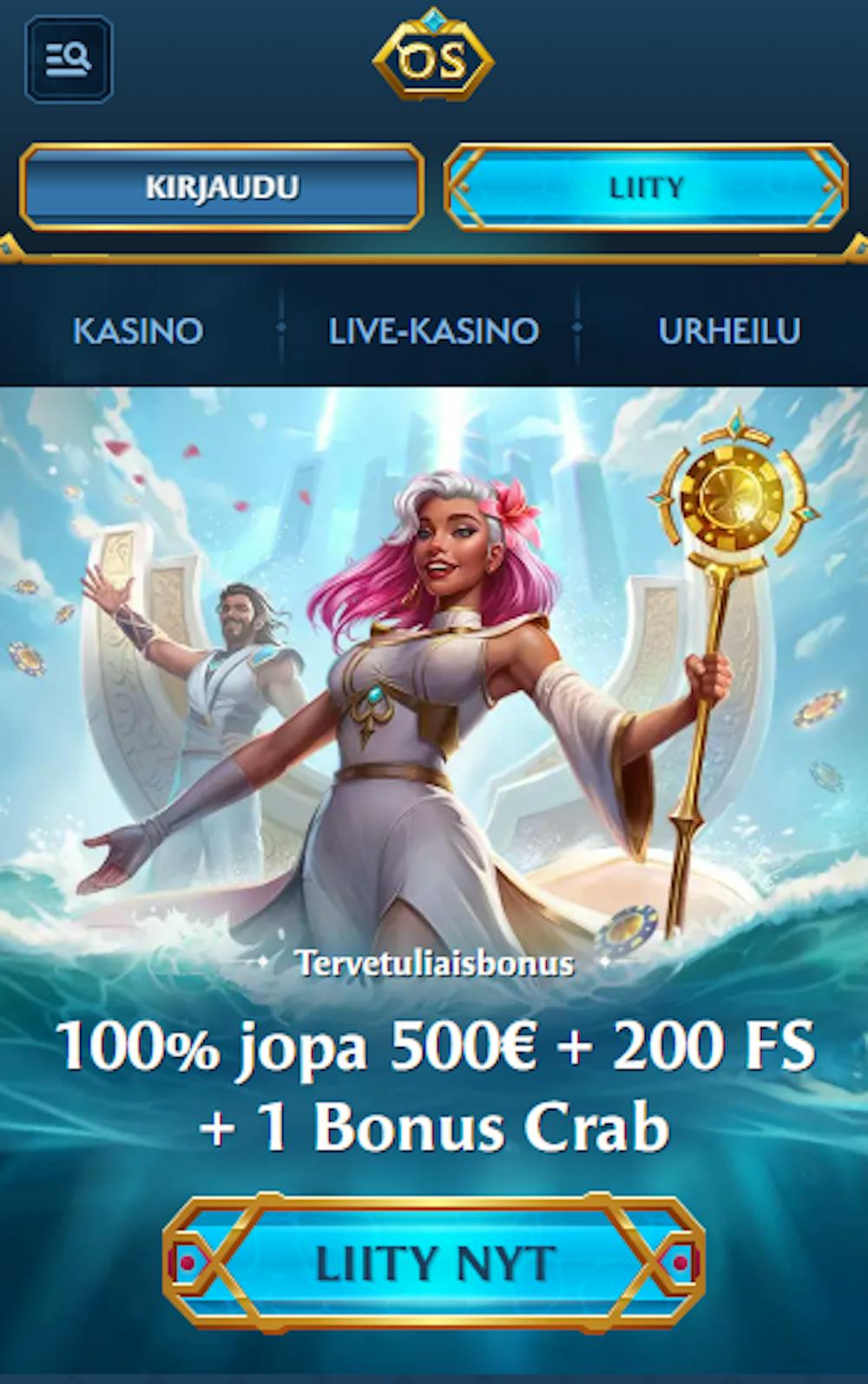 Ocean Spinin tervetuliaisbonus on 100 % 500 euroon asti ja 200 ilmaispyöräytystä.