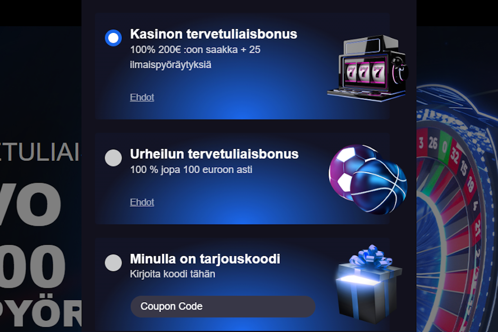 Pelitilin luominen Pribet kasinolle.