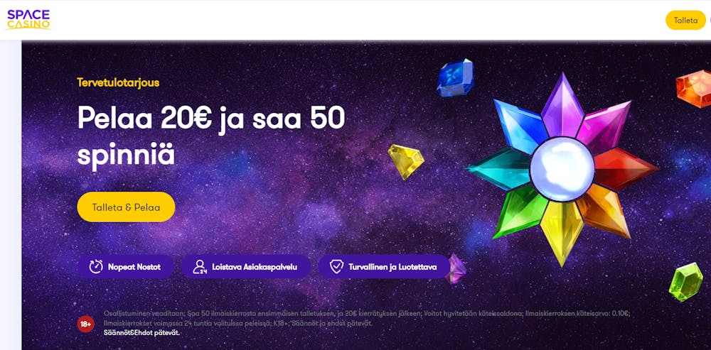 Space Casino nettikasinont tervetuliaisbonus.