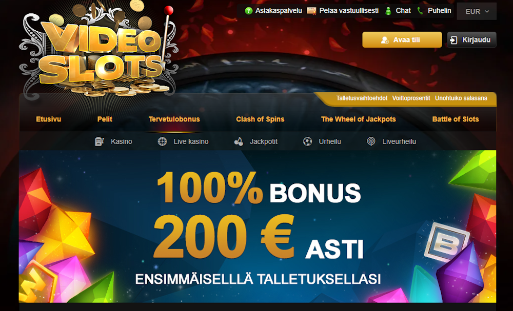 Videoslots kasinon tervetuliaisbonus.
