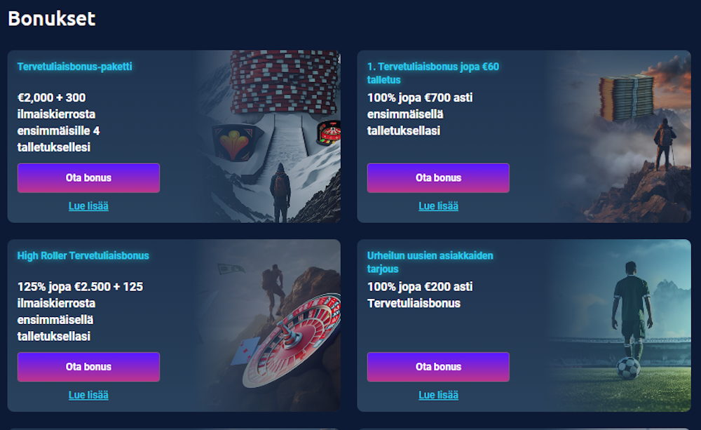 Wintopia nettikasinon tervetuliaisbonuksia.