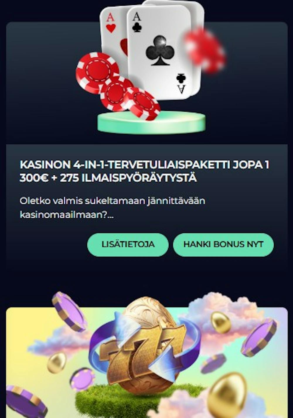 Yoyo Spins Casinon tervetuliaistarjouksen kokonaisarvo on jopa 1300 euroa.