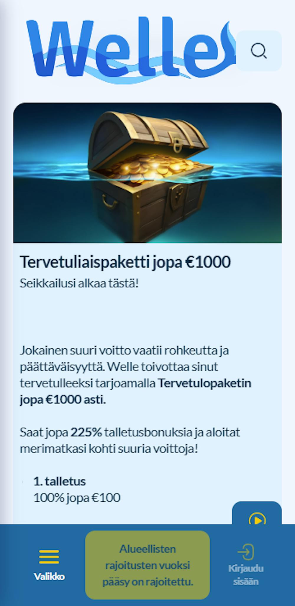 Welle kasinon tervetuliaisbonus
