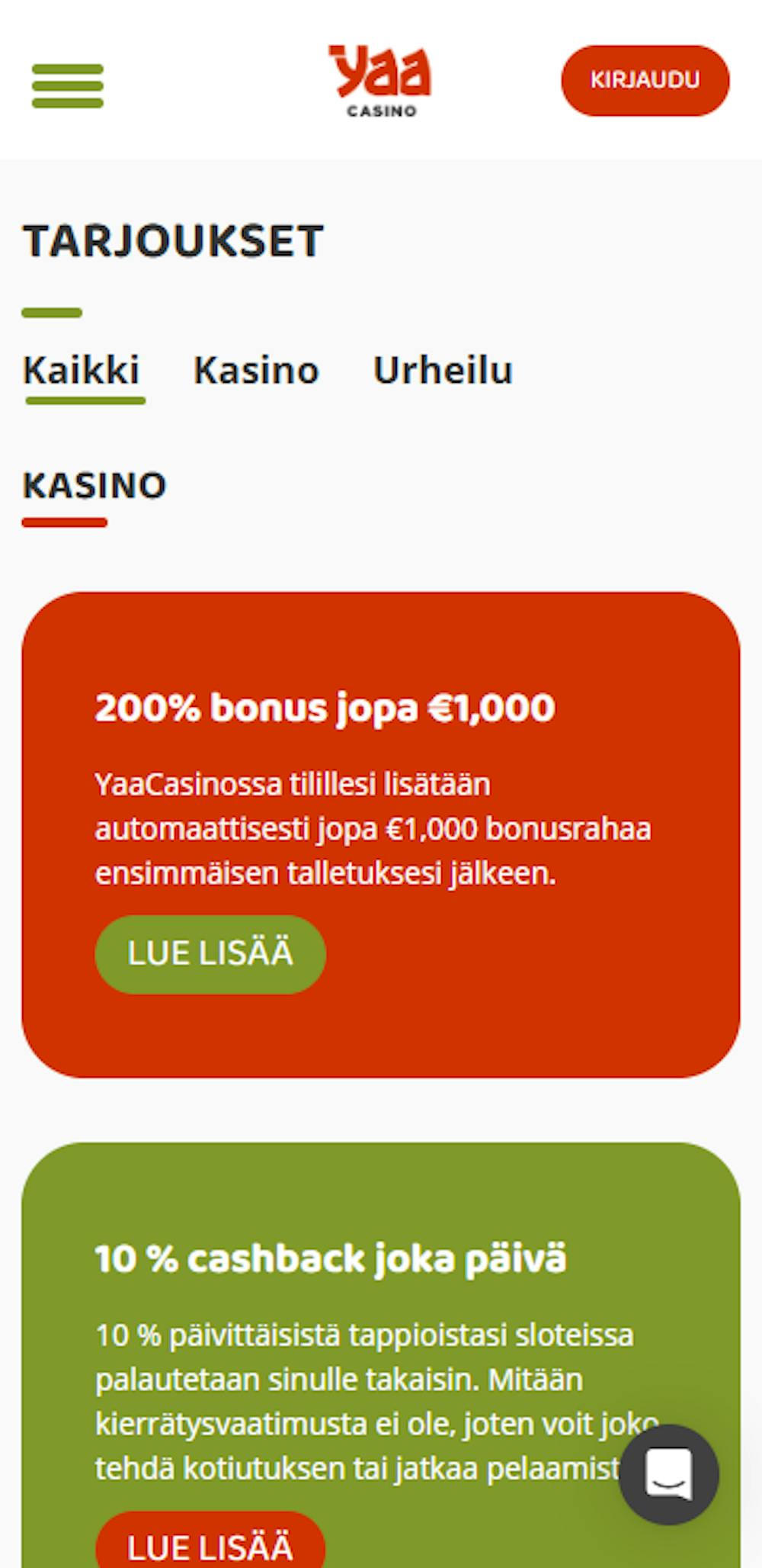 Yaan tervetulotarjous